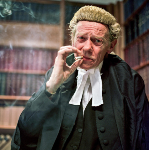 David Oliver QC, British Lawyer, smoking, smokey, library, office, Photographer Bronac McNeill