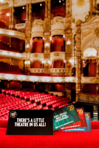 Theatre Token vouchers, Society of London Theatres, SOLT, The Colosseum Theatre, London, Theatre interior, Theatre boxes, Red chairs, ©Bronac McNeill